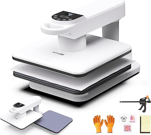 Máquina giratoria de prensa de calor automática, prensa inteligente de camisetas de 15 x 15 pulgadas con liberación automática y presión automática