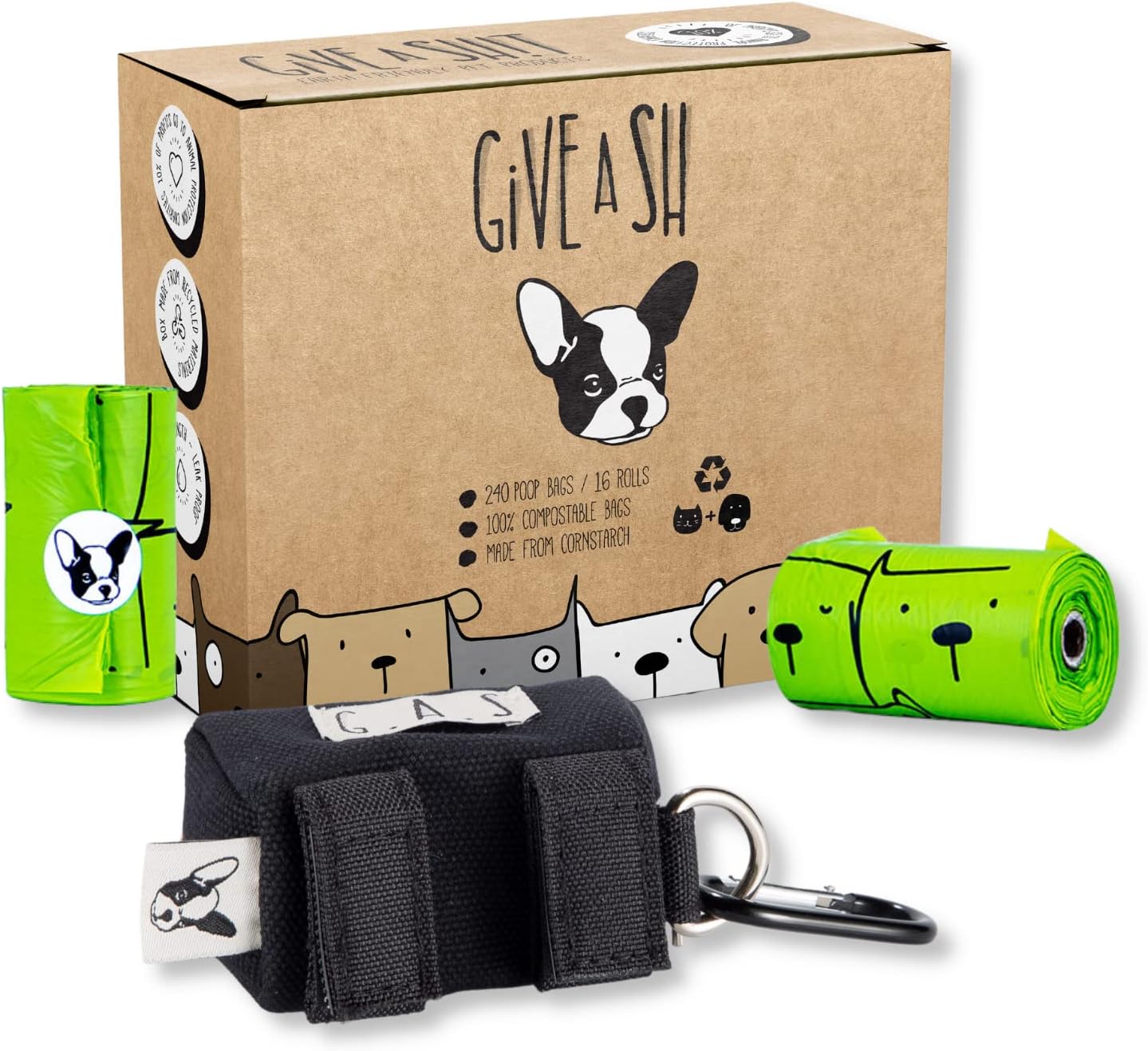 Certified Compostable Dog Poop Bags + Dispenser | 10% to Charity | Vegetable Based Dog Poop Bag | Eco Friendly and Earth Friendly dog waste bags | Leakproof And Zero Odor Housebreaking + Pet Supplies