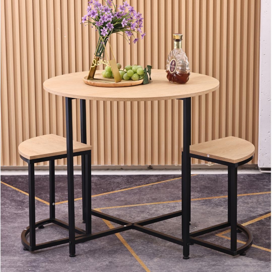 Mesa Cocina con Sillas - Conjunto Mesa y Sillas Cocina - Mesa Redonda de 80 cm de diámetro - 4 Taburetes de Cocina.