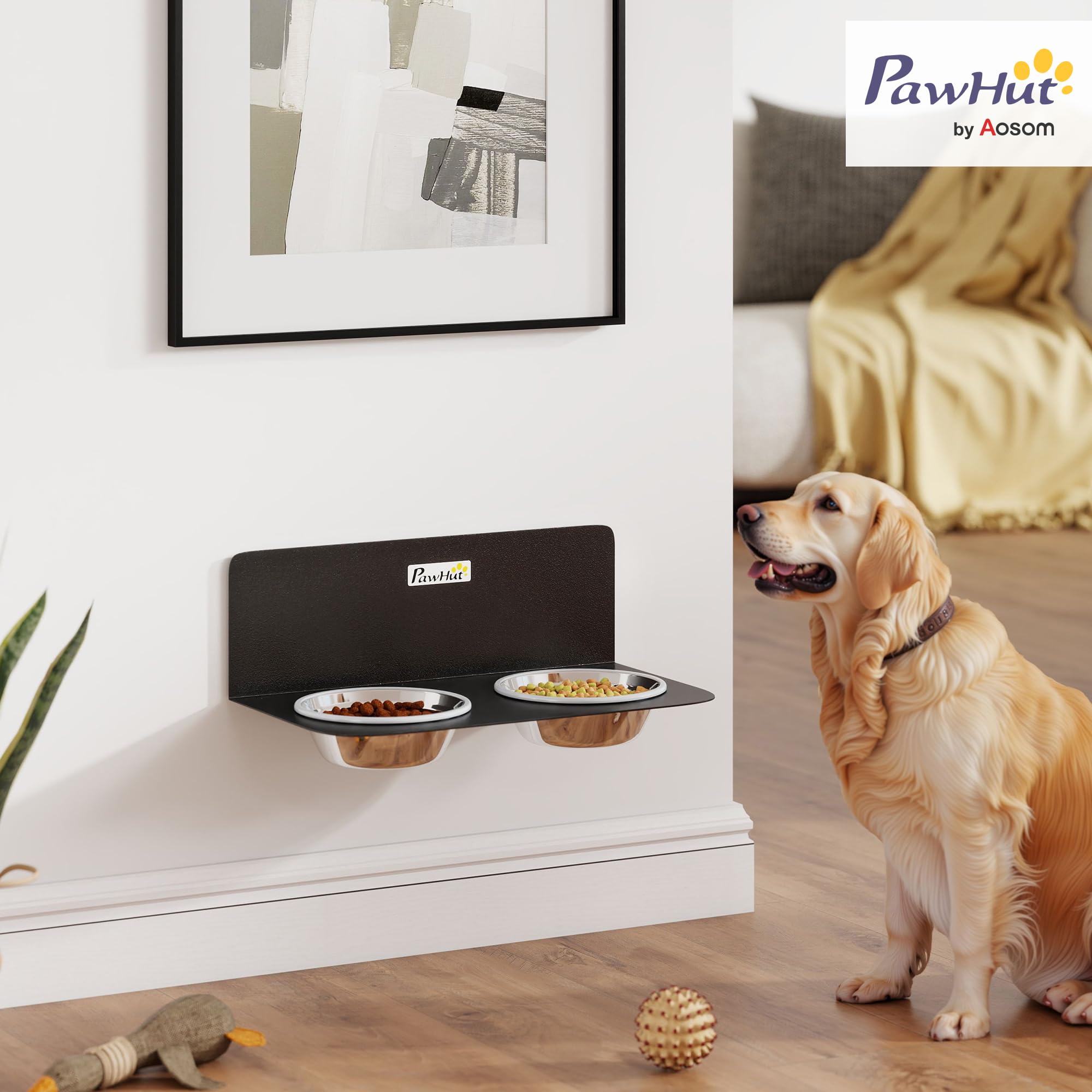 PawHut Hundenapf Höhenverstellbar mit 2 x 800ml für Große Hunde Schwarz
