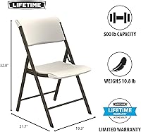 Vista 3 de LIFETIME Silla plegable con marco A, paquete de 4, almendra