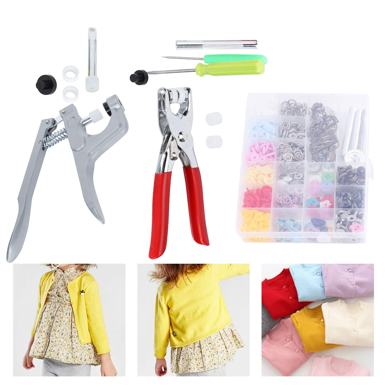 Set di Bottoni Automatici Kit di Bottoni Automatici Bottone Tich Accessori Per Abbigliamento in Metallo Strumento Per Cucire