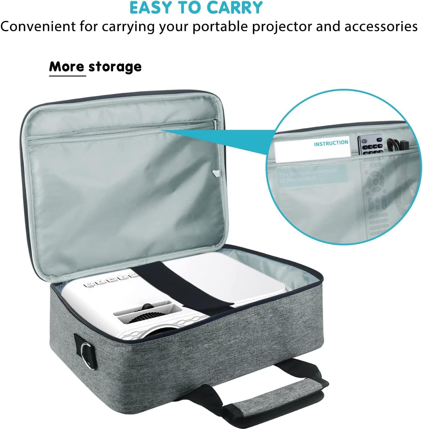 Projector Carrying Case with Accessories Pockets Projector Travel Bag Projector Storage Bag Projector Organizer Projector Carrier for Epson/BenQ/ViewSonic and Other Brand Projector