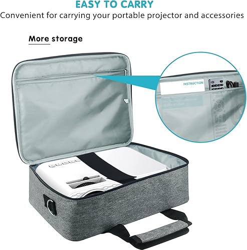 Miniatura 9 de Jaugufiy Estuche de transporte para proyector con bolsillos para proyector, bolsa de viaje, bolsa de almacenamiento para proyector, organizador de