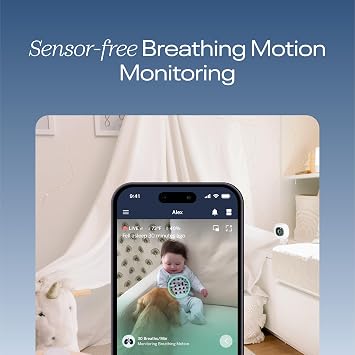 Nanit Pro 1080p HD Smart Baby Monitor & Flex Duo Stand, Featuring Split Screen and Alert Zone Function, Includes Small Breathing Band, White