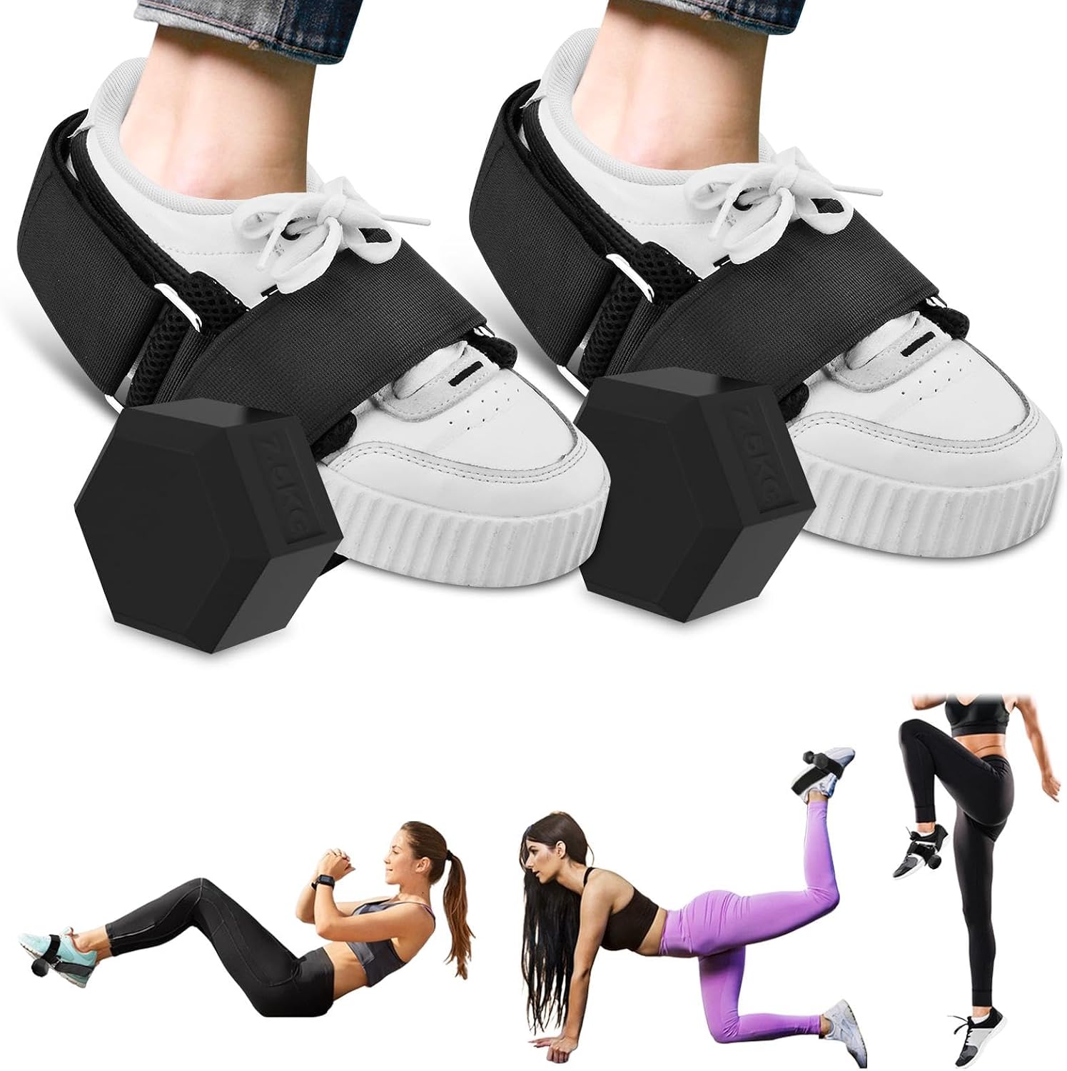 Dumbbell Foot Attachment, Adjustable Tibialis Strap, 2 PCS | Adjustable Ankle Weights, Monkey Feet Dumbbell Attachment, Turns Dumbbells into Home Gym Equipment for Leg Extensions