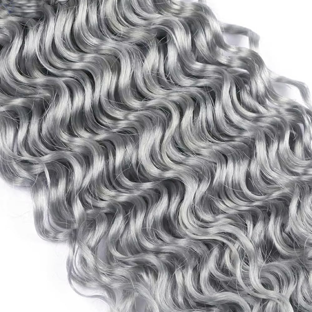 Sliver Grey Human Hair Bundles 26 28 30 Inch Water Bundles Human Hair 300g/Pack Unprocessed Remy Brazilian Virgin Soft Quick Weave Hair Bundles for Black Women