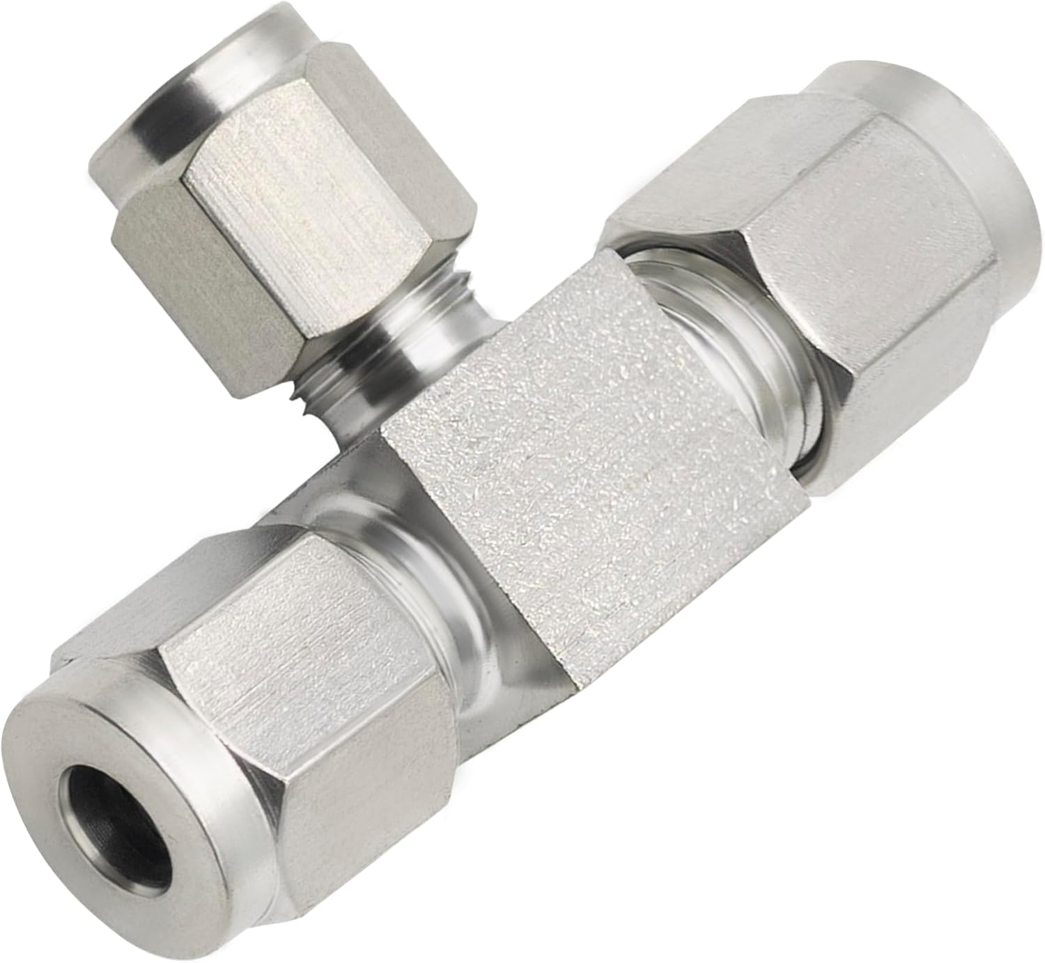 Stainless Steel 304 Compression Tube Fitting Reducing Tee 1/4" OD x 1/8" OD x 1/4" OD with Double Ferrule, 1pc