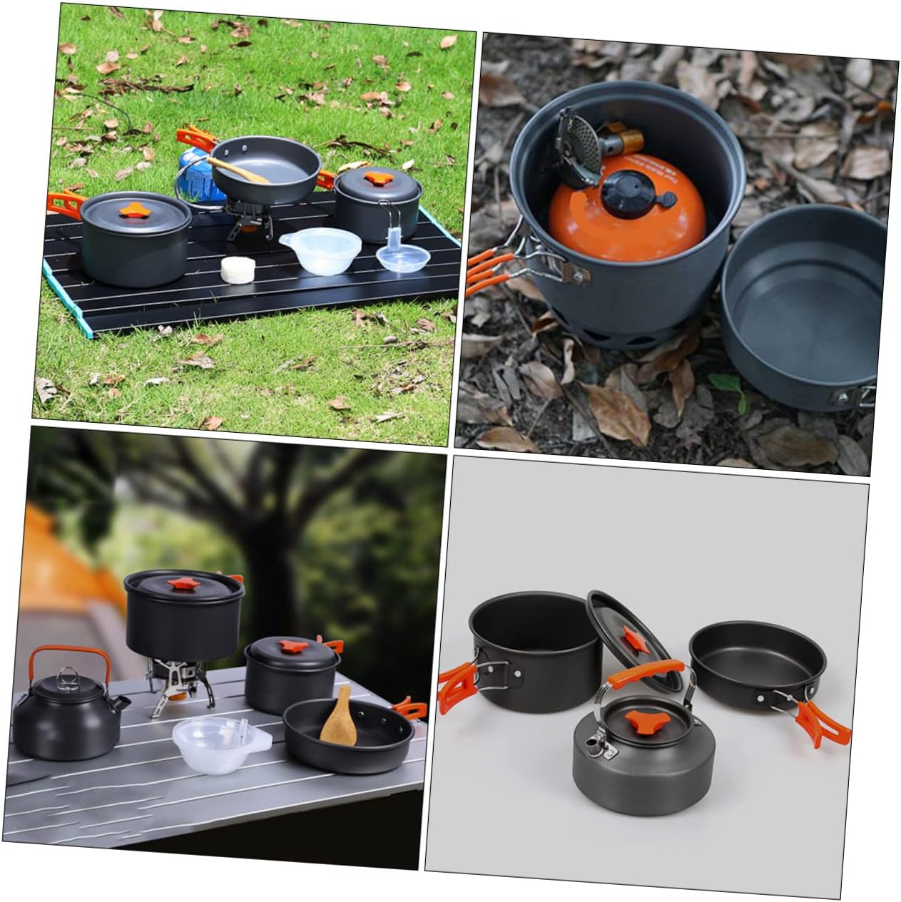Camping Cookware Kit 10-in-1 Portable Camping Gear Easy to Pack Smooth Bottom Lightweight