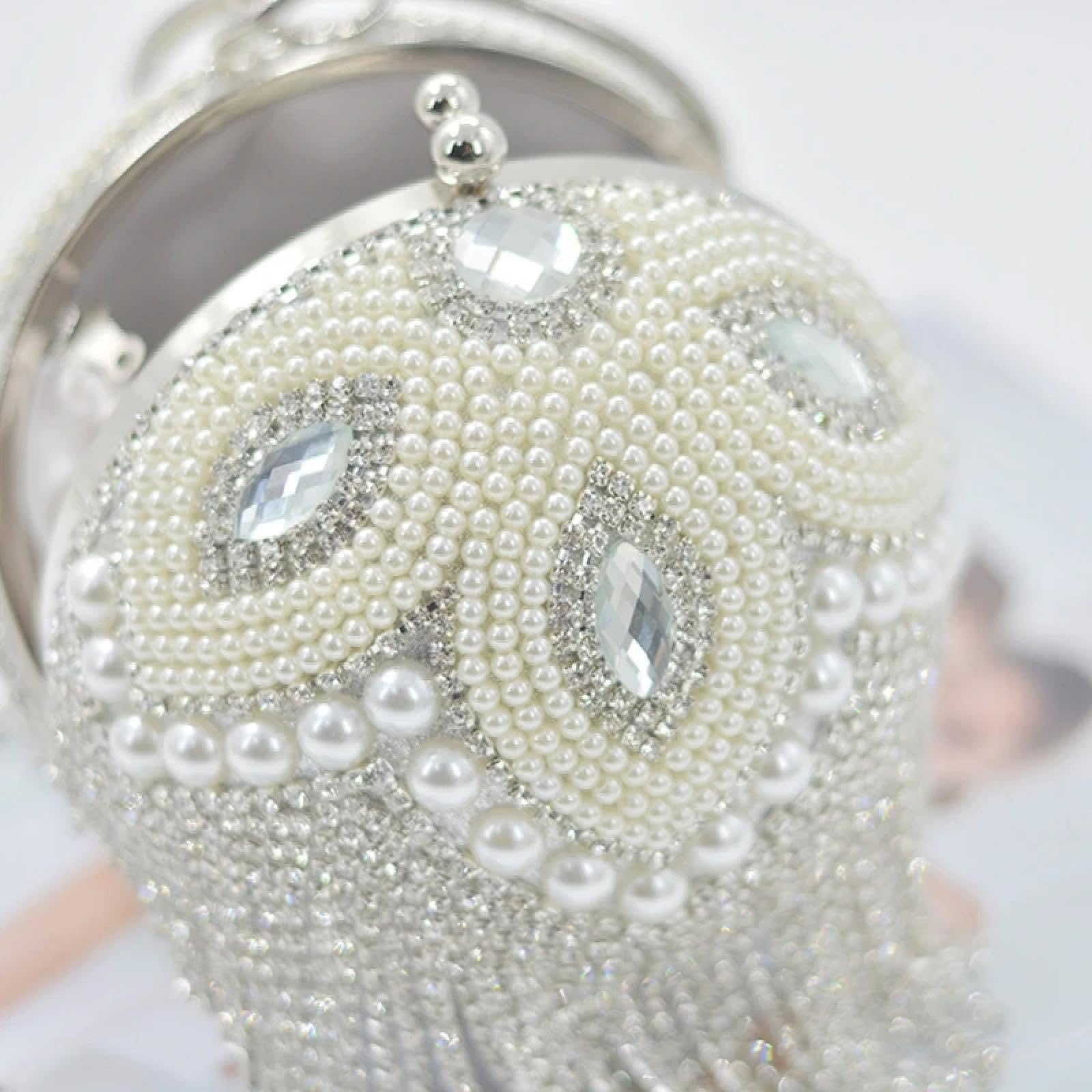 Abendtasche Damen Clutch Runde Ball Form Abend Tasche Frauen Glitzernde Strass Perle Handtasche Elegante Hochzeit Prom Party Clutch Schulter Tasche