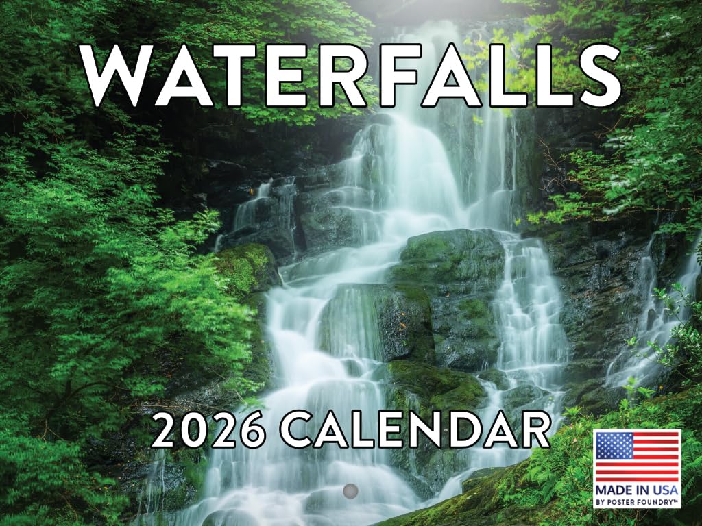 Waterfall Calendar 2026 Waterfalls Monthly Wall Calender 12 Month | American Made In The USA — image 1