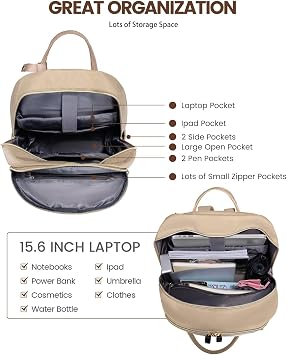 LOVEVOOK Backpack Womens Waterproof 15.6 inch Laptop Rucksack Bag for Women