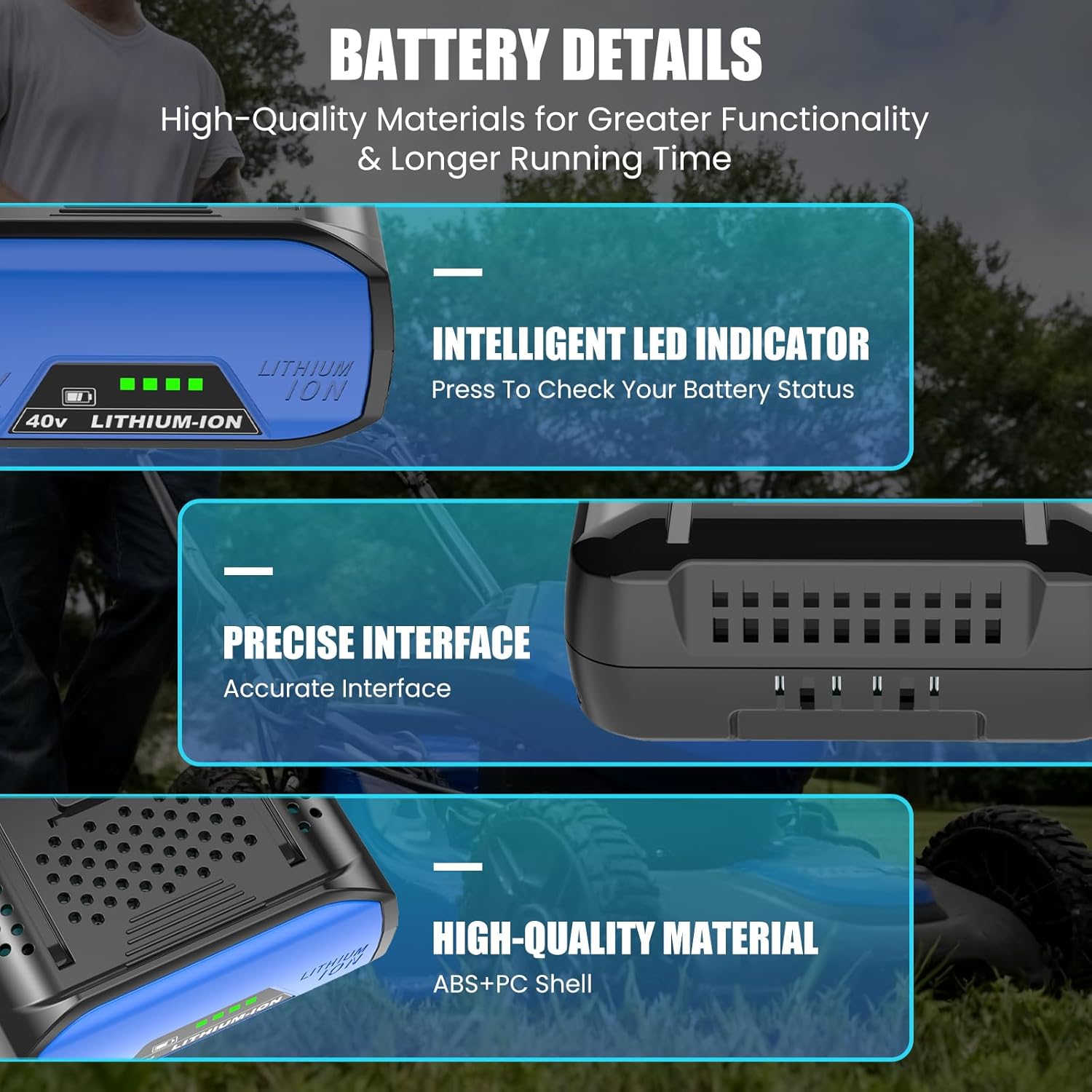 KM 2041B-06 6000mAh Replacement for Kobalt 40V Battery Compatible with Kobalt 40V Lithium Battery KPM1040A-03, KM 4040-06, KM-1640-06,KM 1940-07(Blue-1 Packs)