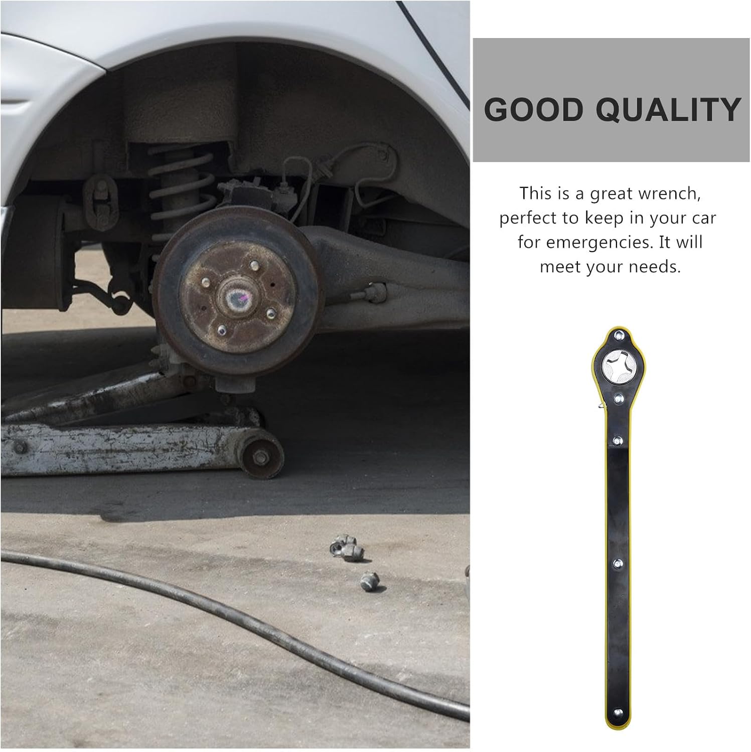 Alasum Jack Ratchet Wrench Tool for Car Tire Change, Steel Black