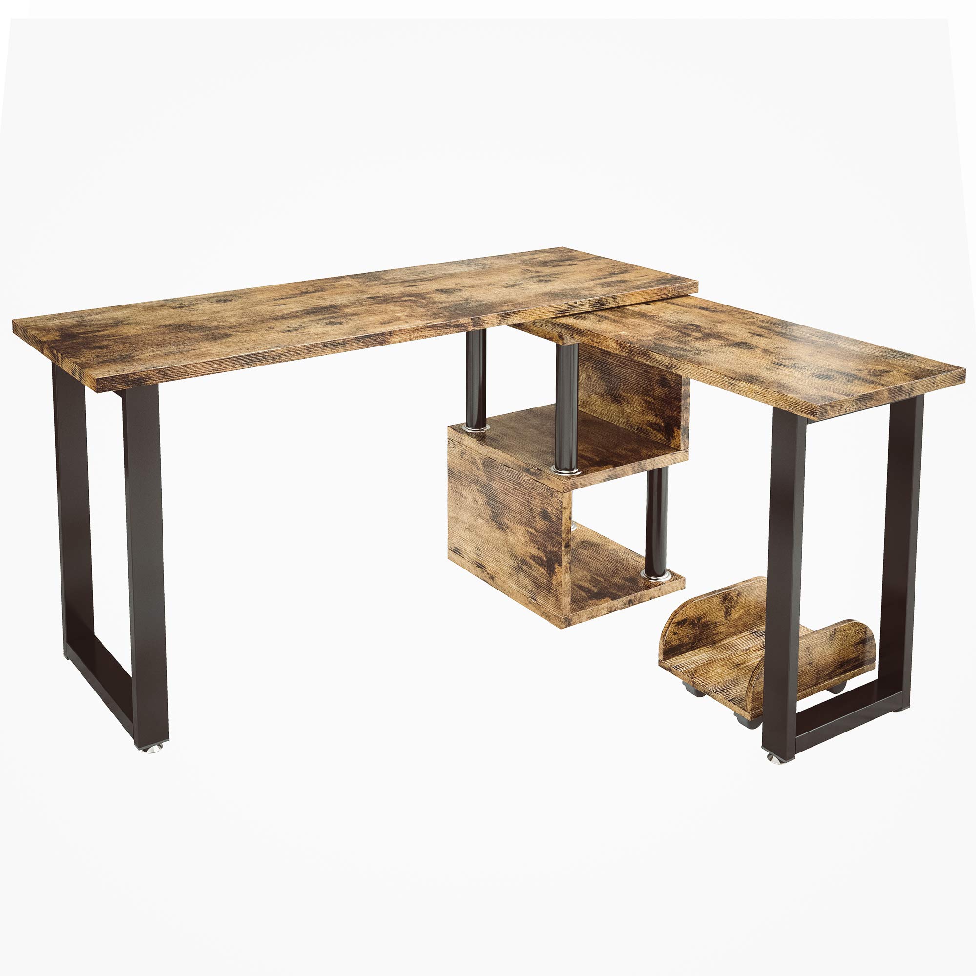 Buy IRONCK Industrial L Shaped Desk Computer, 360 Degree Free Rotated Corner Desk Computer Table