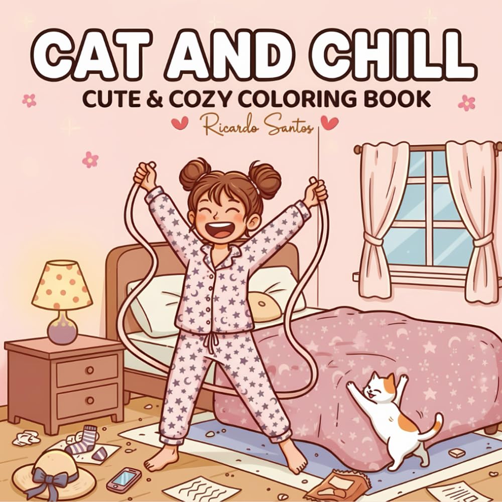 Cat and Chill: Cute & Cozy Coloring Book for Kids, Teens, and Adults: Relax, have fun, and express your creativity with adorable cats, cozy rooms, and joyful moments