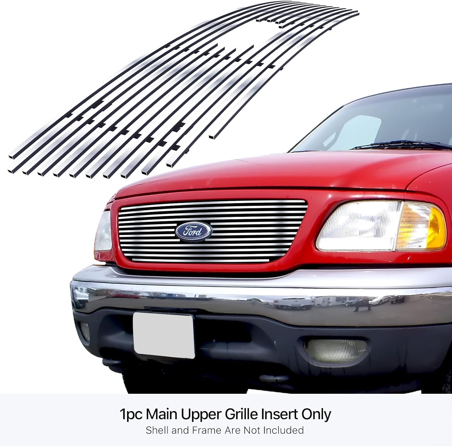 APS Compatible with Ford F-150 1999-2003 Harley Davidson Lightning Honeycomb Style with Logo Show Main Upper Stainless Steel Chrome 8x6 Billet Front Grill Grille Insert F65722C