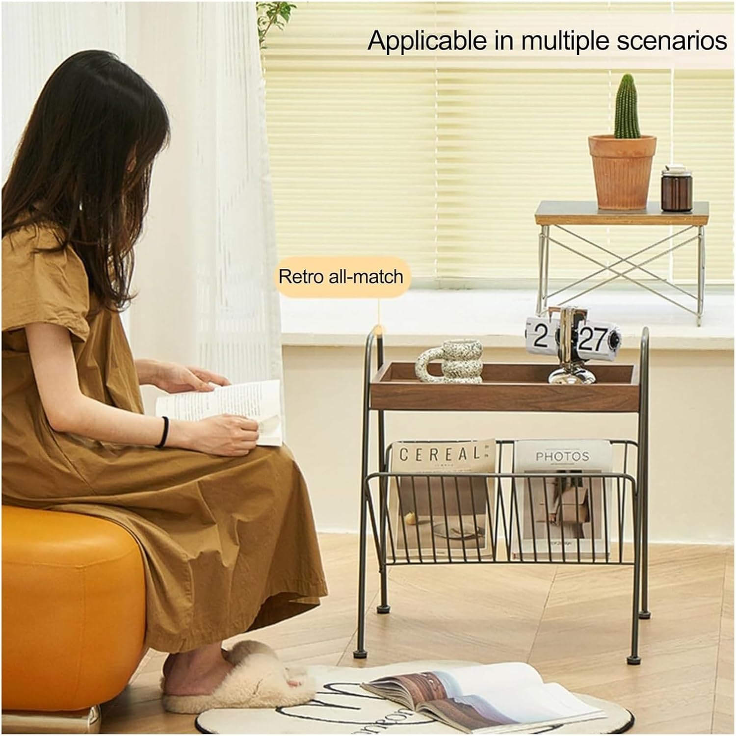 Magazine Rack,Book Display Rack, Newspaper Stand Brochure Organizer with Handles Easy to Move for Living Room Bedroom Home Office