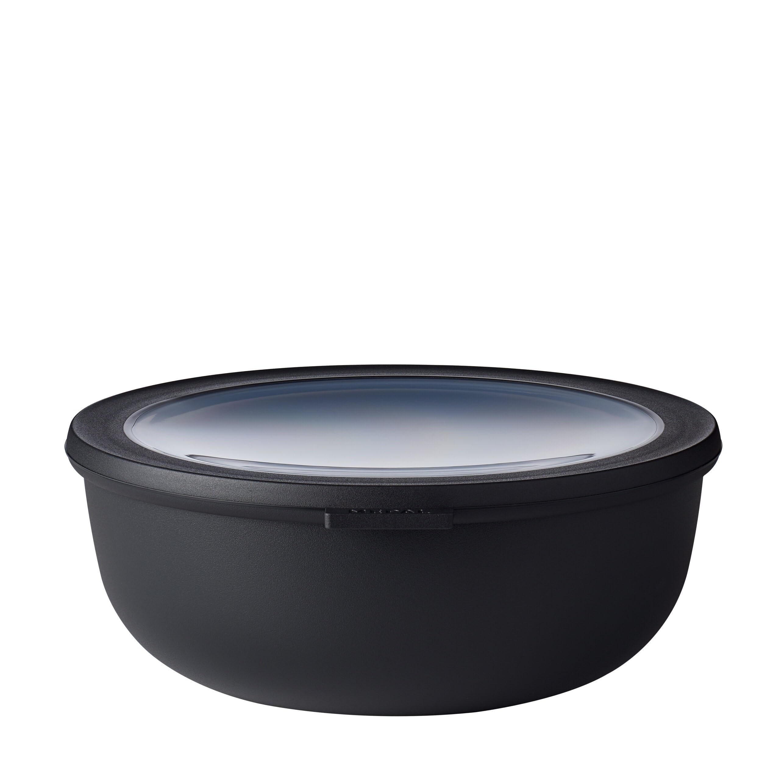 Mepal – Multi Bowl Cirqula Rectangular – Food Storage Container with Lid - Suitable as Airtight Storage Box for the Fridge & Freezer, Microwave Container & Servable Dish – 2250 ml – Nordic black