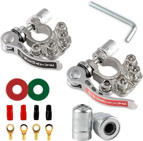 Miniatura 9 de SINGARO Conector de Abrazadera de Terminal de Batería de Automóvil, Conector de Abrazadera de Terminal de 4 Vías Positivo y Negativo de Liberación