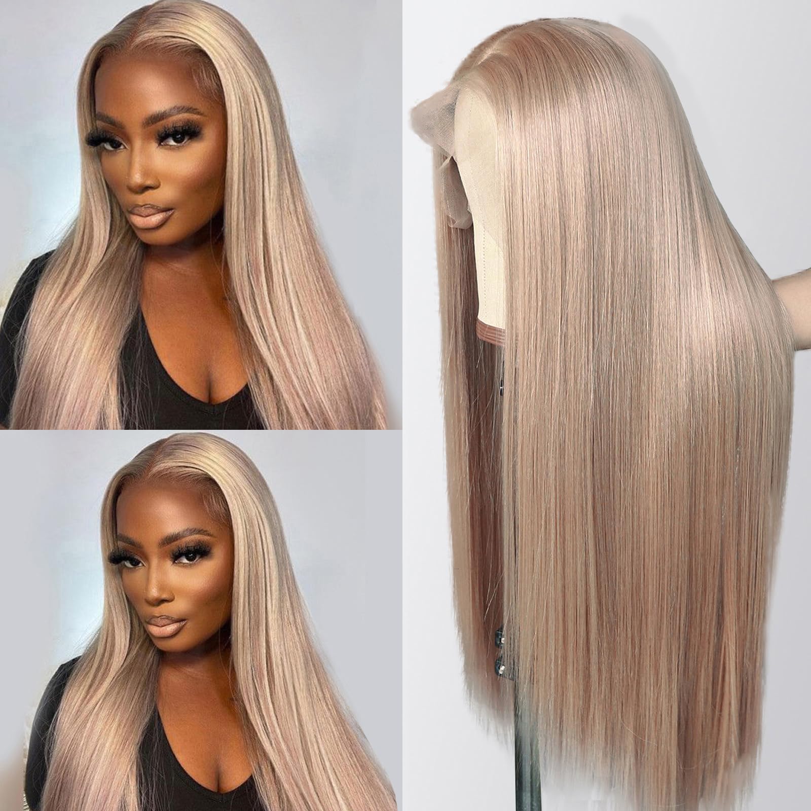 Munx Ash Blonde Straight Human Hair Wig Pre Plucked Real Ear To Ear 13x6 Lace Front Glueless Wig Bleached Invisible Knots Wear and Go 180% Density