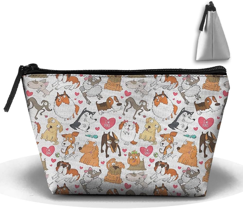 Cartoon Canines Bullterrier Doberman Travel And Home Zipper Up Portable Bag Storage Bag Hand Bag