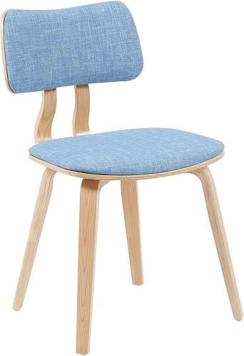 Miniatura 2 de Armen Living Jaguar Mid-Century - Silla de comedor con asiento tapizado de tela azul claro y acabado de madera de roble estampado