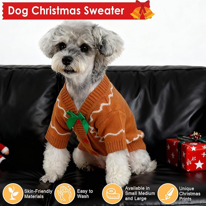 Suéter Navideño para Perro Rojo a Cuadros, Cardigán, Ropa Abrigada miniatura 6