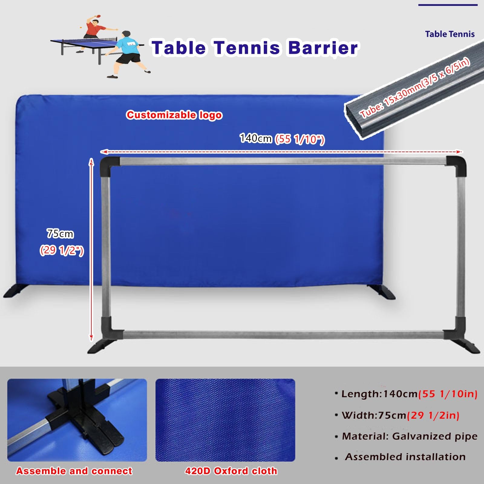 Barriera per Tennis da Tavolo Divisori per Campo da Tennis con Fermapalle, Barriera da Ping Pong Rimovibile da 140 Cm E 200 Cm, Protezione per Allenamento(Purple 12 Pack,L-200cm (78 3/4in))
