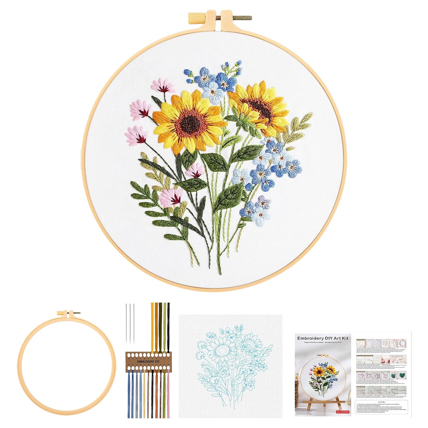 Flower Cross Stitch Kits for Adults, Embroidery Kit Embroidery Kits for Adults Cross Stitch Kits for Adults Beginners Beginners Cross Stitch Kit with Needles and Threads Embroidery Accessories & Hoop