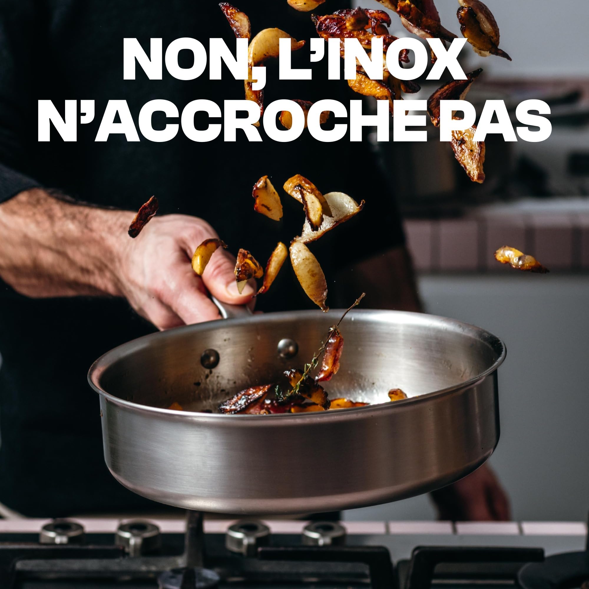 Atma - Sauteuse Inox 24 cm avec Couvercle - Inox 3 Plis - Compatible Tous Feux Dont Induction & Four - Pour Mijoter, Sauter et Frire - Non Toxique, Sans PFAS - Fabriquée en France, Garantie à Vie