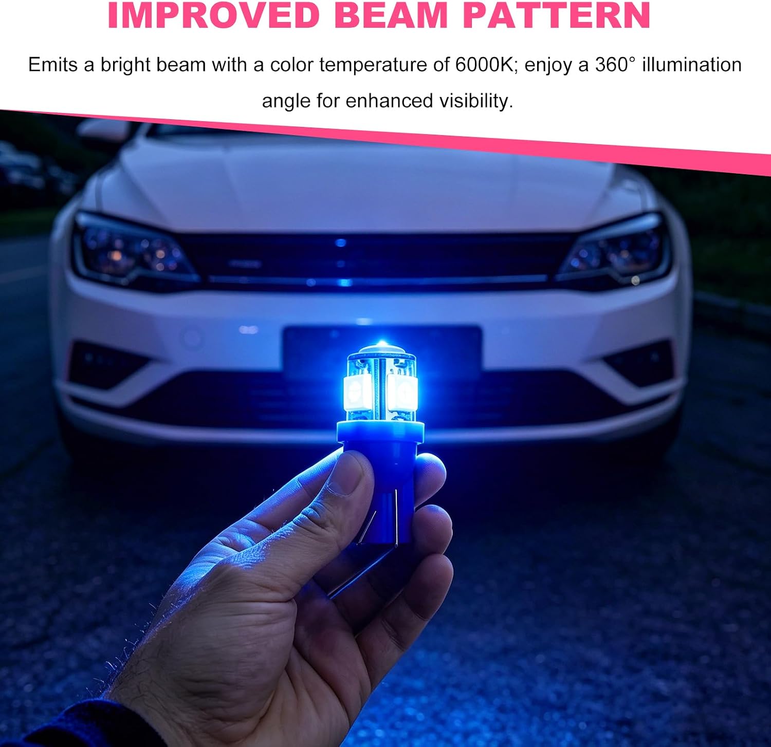 2 PCS 194 LED Light Bulb, 12V T10 Super Bright Wedge LED License Plate Light Bulb Replacement, 168 2825 5SMD 5050 Chips Bulbs for Car Dome Map Door Courtesy Lights (Blue) image 5