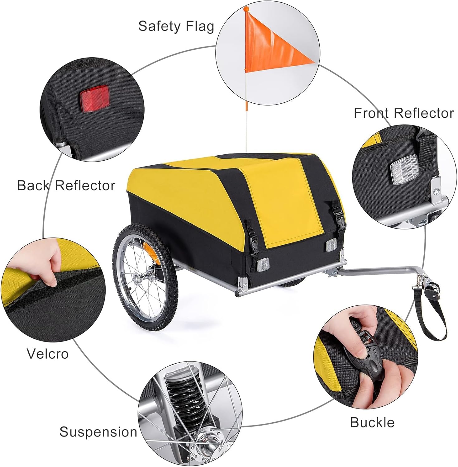 Bike Cargo Trailer,Bicycle Wagon Trailer,with Removable Cover,16 inch Wheels,Quick Release Universal Coupler,for Most Bike