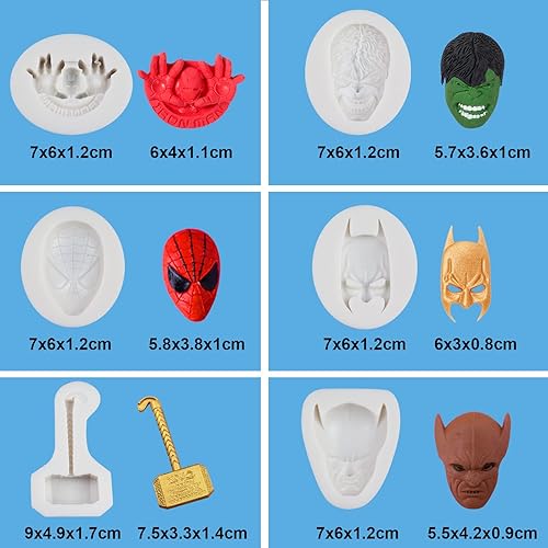 Miniatura 2 de 8 moldes de silicona para fondant de superhéroes, película de dibujos animados, molde de silicona para fondant, molde de caramelo de chocolate para