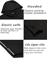 Vista 5 de COOFANDY Sudadera con capucha de entrenamiento de moda para hombre, ajuste muscular, mezcla de algodón, sudaderas de gimnasio de color sólido