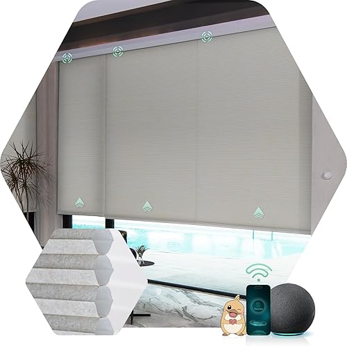 Miniatura 18 de Yoolax Persianas celulares motorizadas compatibles con Alexa, persianas motorizadas para oscurecer la habitación, persianas inteligentes de panal