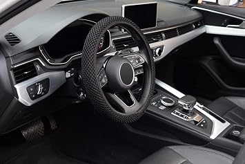 KAFEEK Elastic Stretch Steering Wheel Cover, Universal 15 Inch, Black | Warm in Winter and Cool in Summer, Microfiber Breathable Ice Silk, Anti-Slip, Odorless, Easy Carry