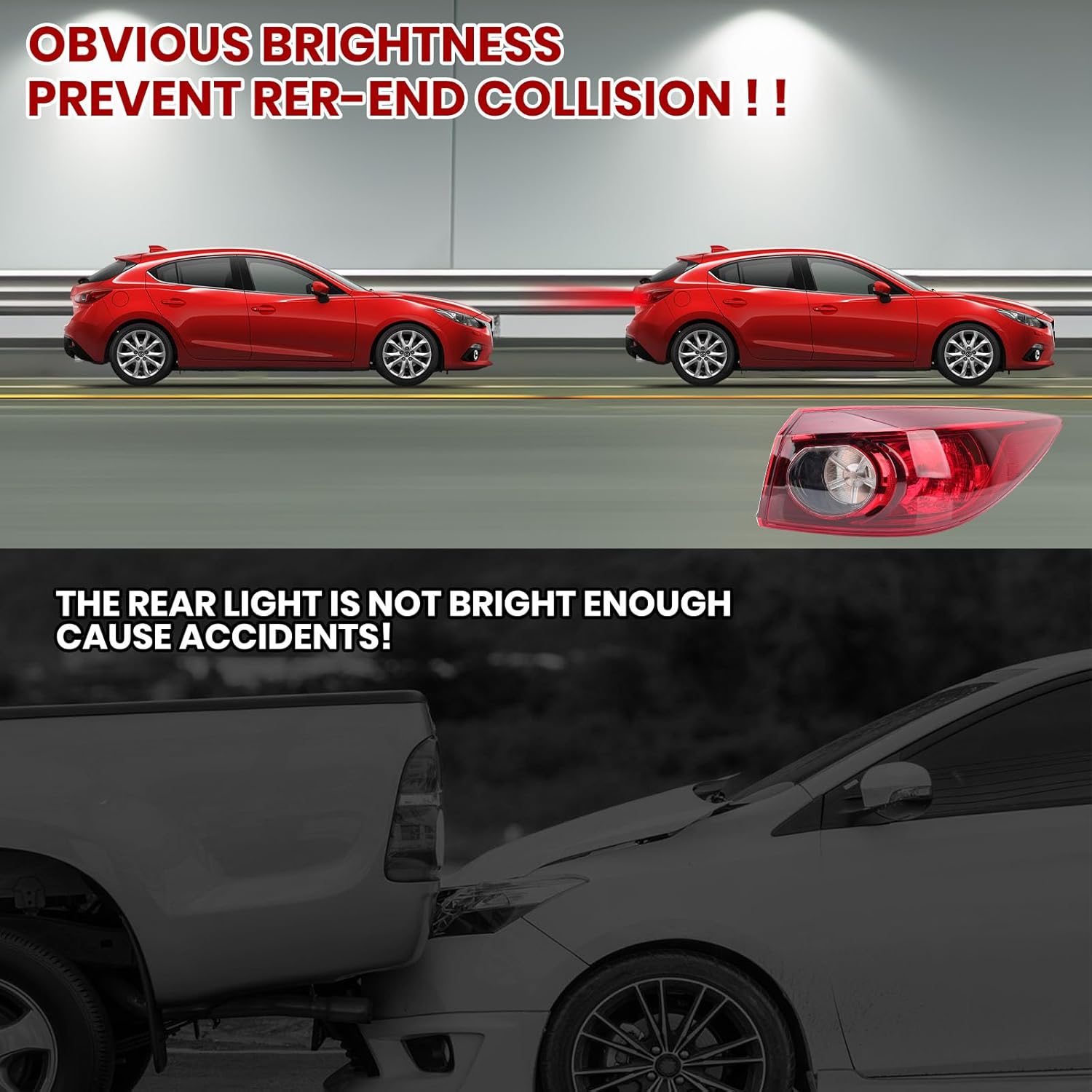 Tail Light Compatible with 2014 2015 2016 2017 2018 Mazda 3 Sedan Outer Halogen Taillight (Right Passenger Side)