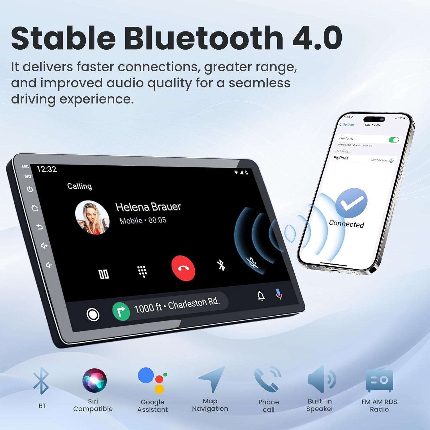 4 Core 64G Car Radio for Honda Civic 2006-2011: 10.1” Touch Screen Stereo with Wireless Carplay Android Auto 5G WiFi GPS Bluetooth FM RDS SWC AHD Backup Camera