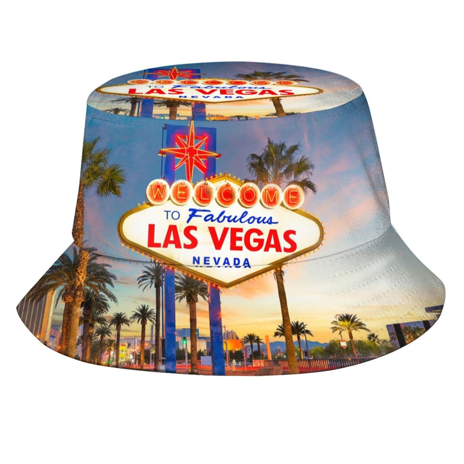 GeRRiT Las Vegas Bucket Hat, Fashion Packable Outdoor Travel Sun Hat Fisherman Hat Cap for Men Women Teens