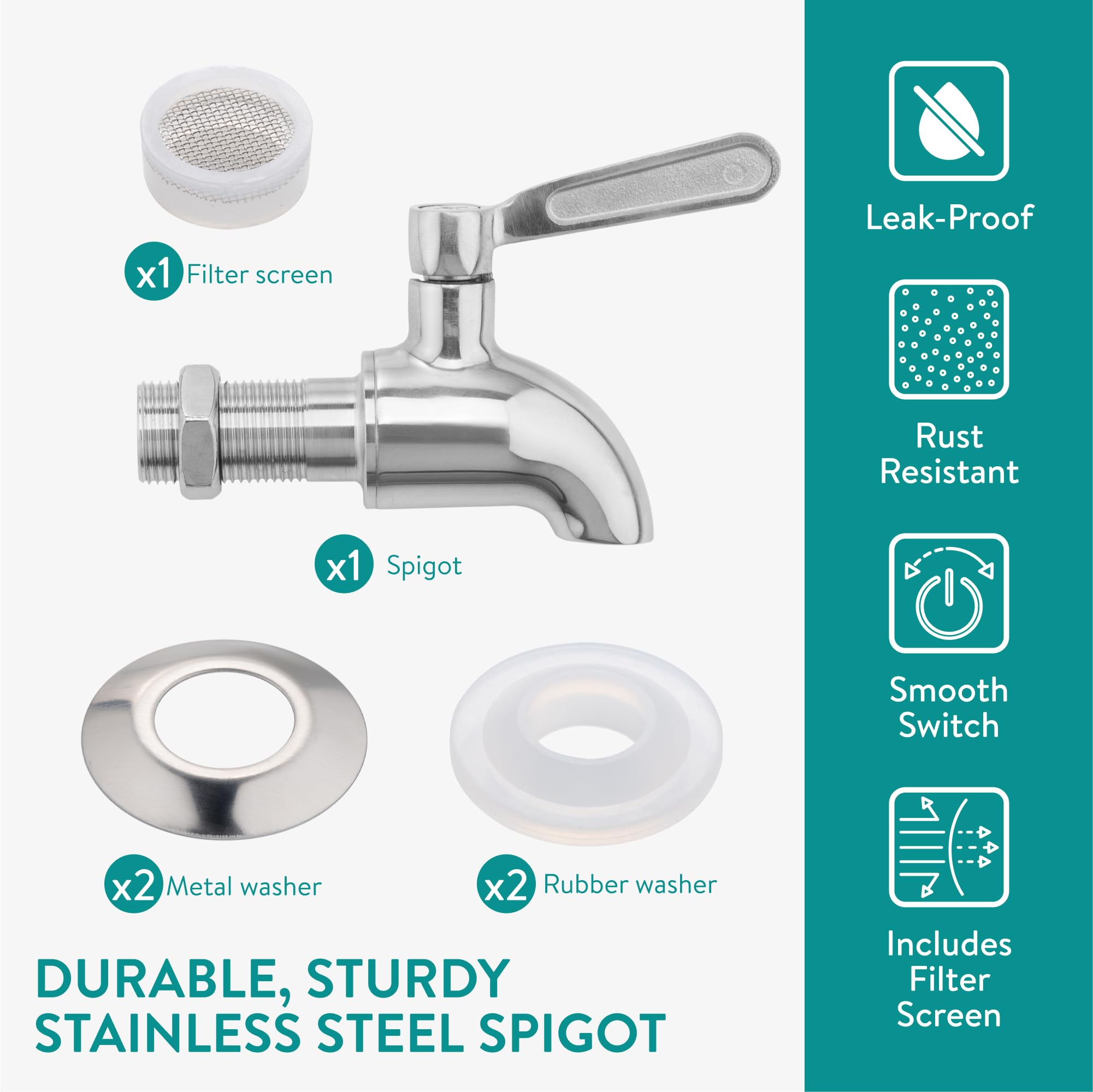 Dispenser per Bevande in Vetro 5 Litri Navaris - Distributore Acqua con Rubinetto e Supporto in Ferro