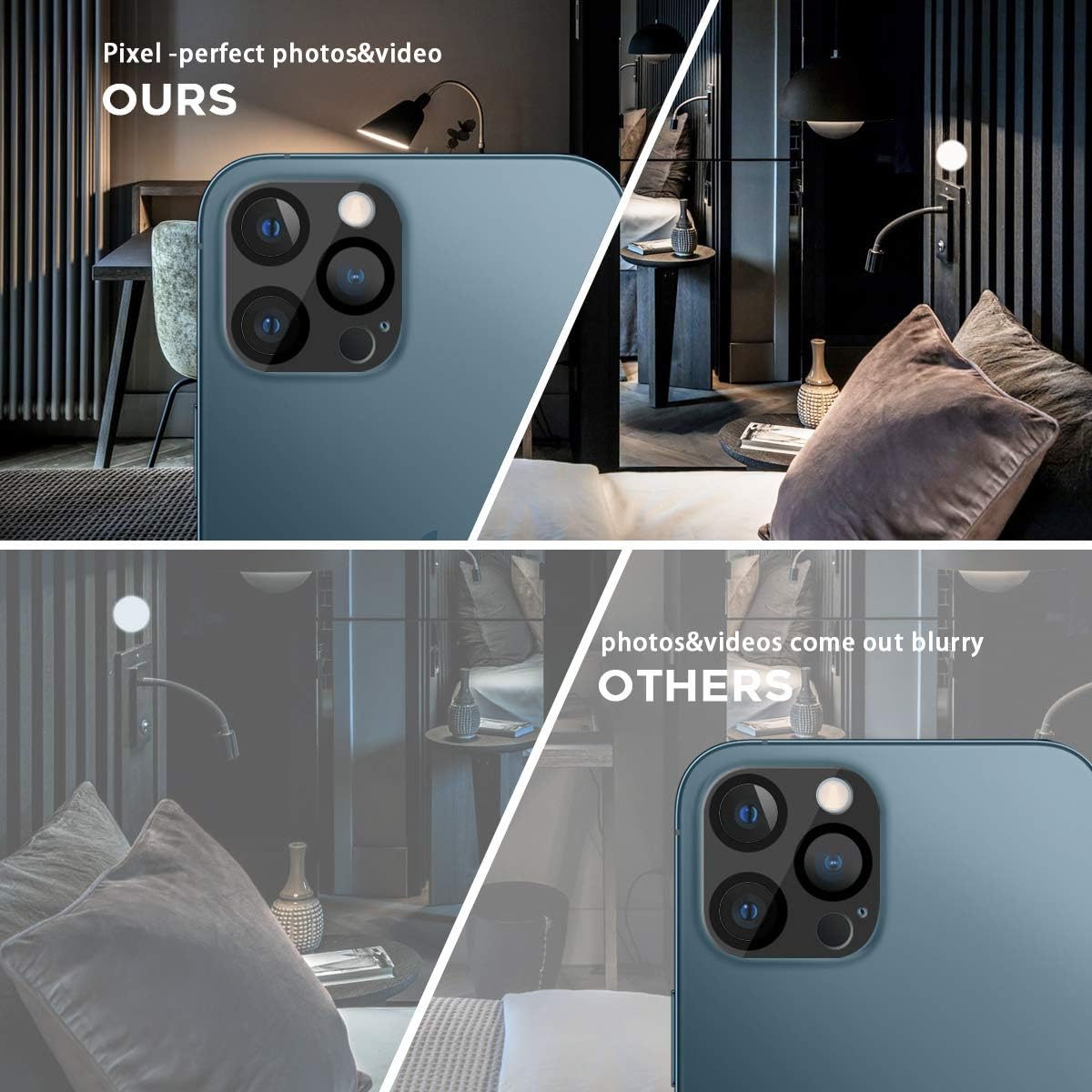 Orzero (2 Pack) Compatible for iPhone 12 Pro Max Metal Frame Camera Lens Protector, HD Anti-Scratch (Lifetime Replacement)