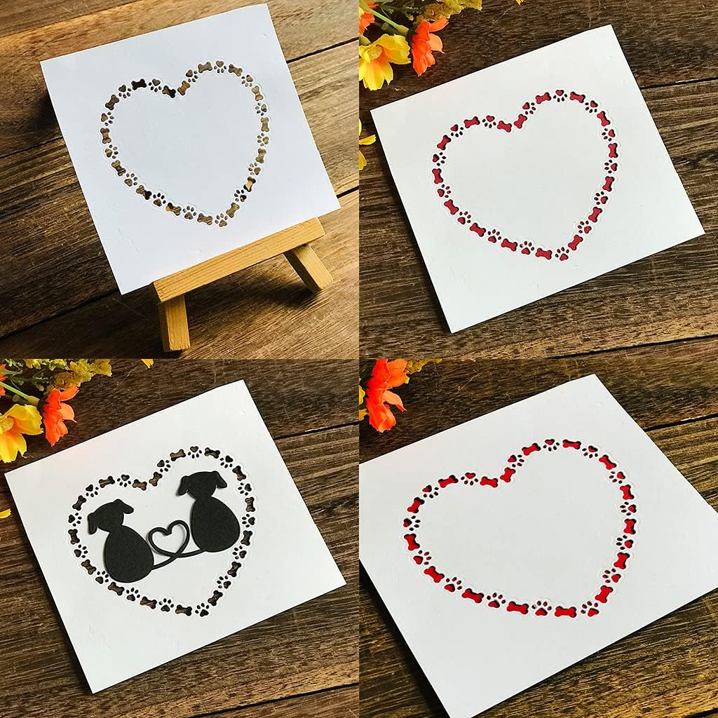 Heart Dog Paw Bone Metal Die Cuts,Cutting Dies for Card Making Clearance,Embossing Dies for Scrapbooking, DIY Album Paper Cards Art Craft Decoration