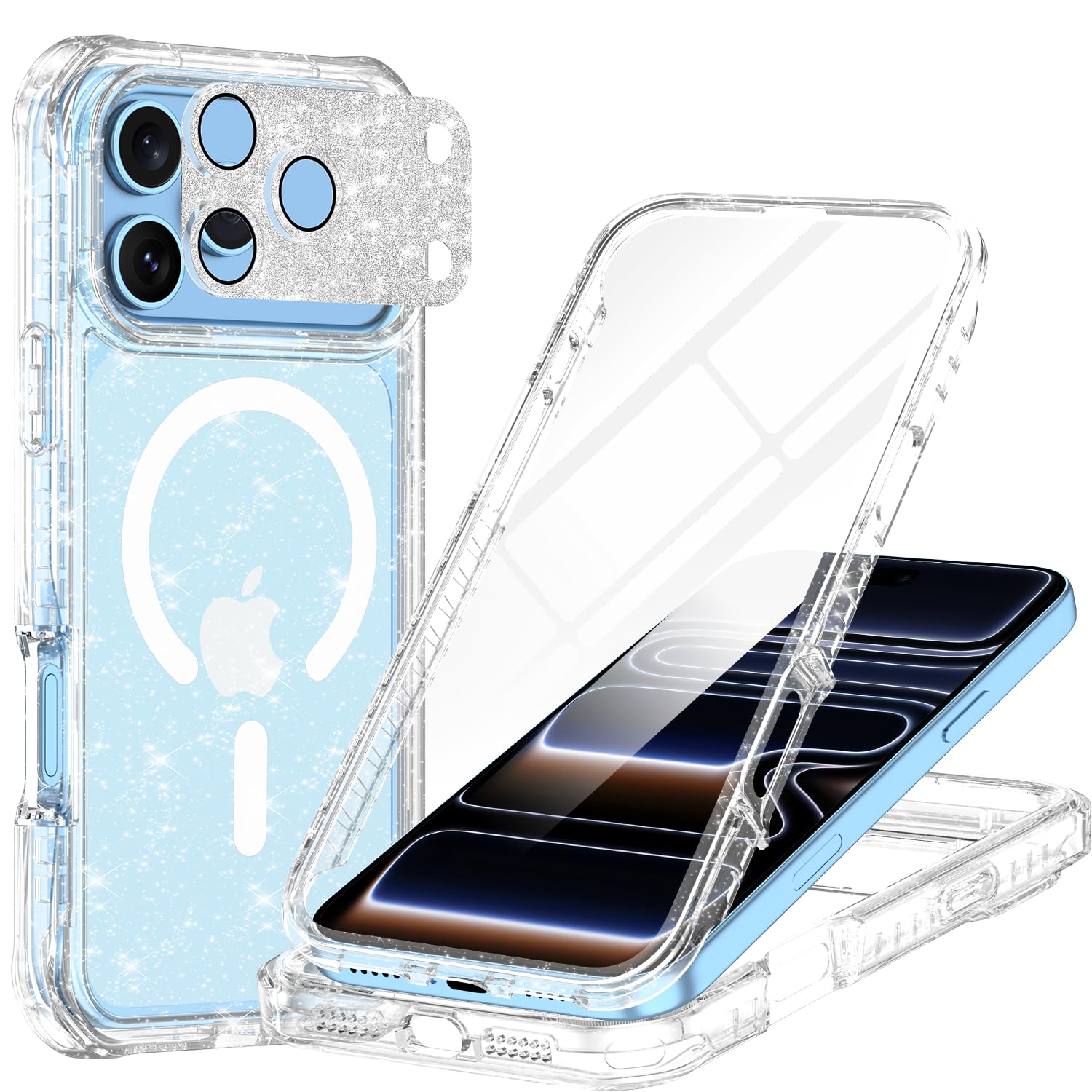 Custodia magnetica per 18 Pro Max, custodia magnetica per iPhone 17 Pro Max, compatibile con MagSafe, pellicola protettiva per lo schermo integrata, protezione per obiettivo della fotocamera