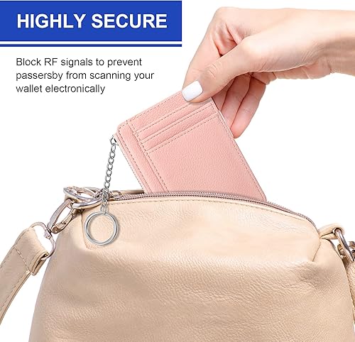 Miniatura 4 de Buryeah 2 carteras minimalistas delgadas de cuero con bolsillo frontal, carteras con bloqueo RFID, para mujer, tarjetero para tarjetas de crédito