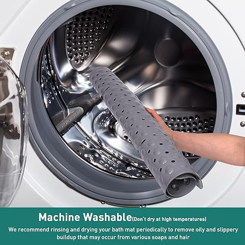 Miniatura 7 de Tapete de ducha cuadrado gris grande antideslizante de 27 x 27 pulgadas, tapete de baño suave para suelo de ducha interior, tapete de ducha