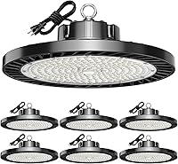 lvsdak UFO LED High Bay Lights 200W 5000K 30,000LM 6-Pack Plug-in for Warehouse Factory Garage Workshop