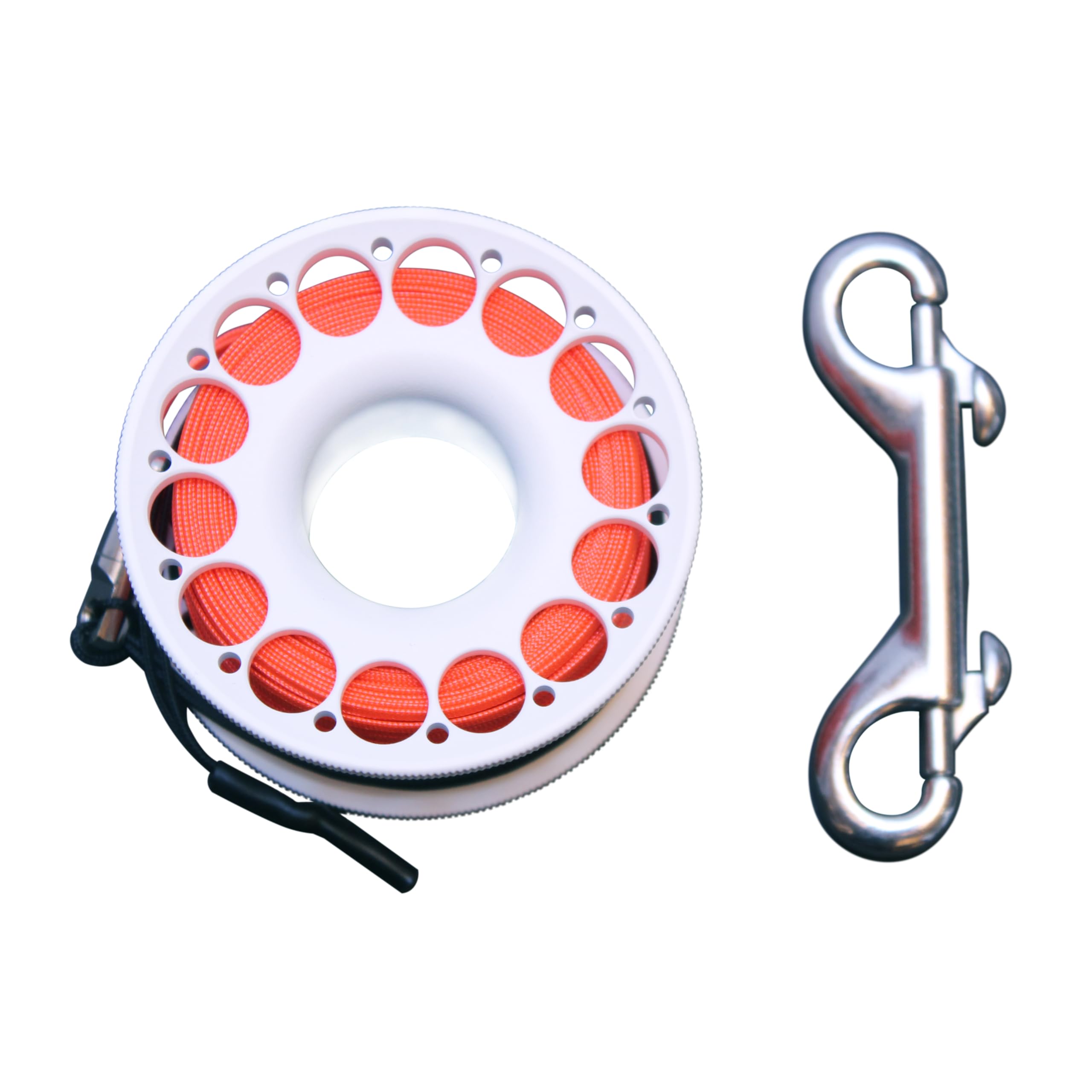 DIVETEC 98FT SCUBA DIVING REEL: Aluminum Finger Spool With Stainless Steel Double-End Bolt Snap, Bright Color Nylon Line, Large Center Hole, And Easy To Hang Buckle For Wreck And Reef Diving (GREEN - View #12