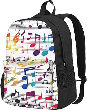 Colorful Music Notes Print Work Bag Rucksack Bag Carry On Backpack Hiking Bag Gym Backpack For Men And Women