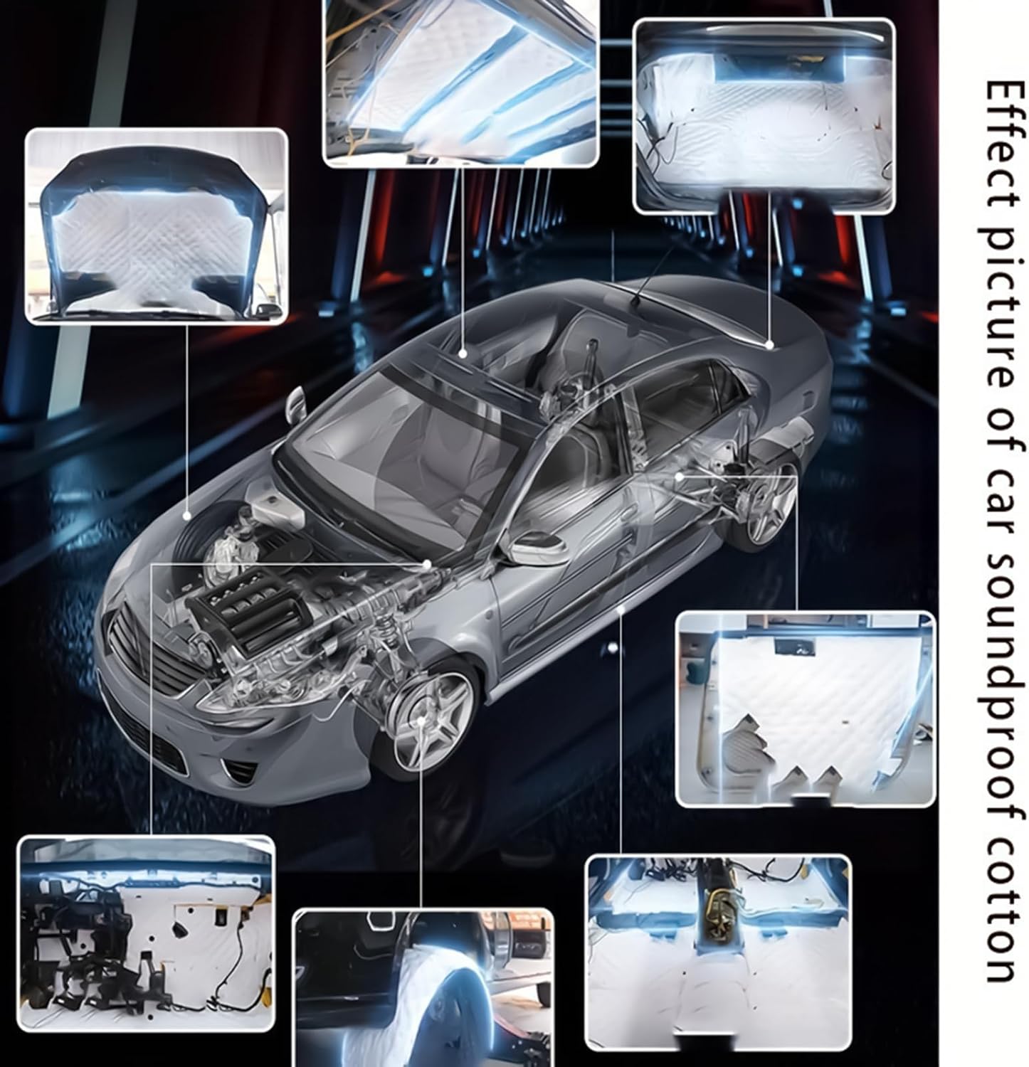 Heat and Sound Insulation Cotton for Car, Custōmizable, S/M/L, Car Sound Deadening Mat, Automobile Insulation, Automotive Sounds Deadener, Audio Noise Insulations and Dampening, for DIY